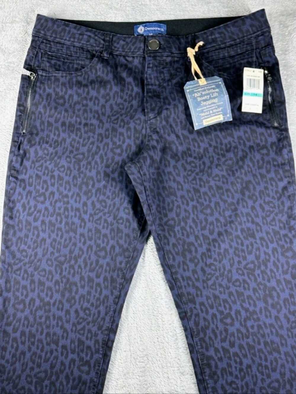 Democracy Skinny Jeans Blue Leopard Print Jegging 16